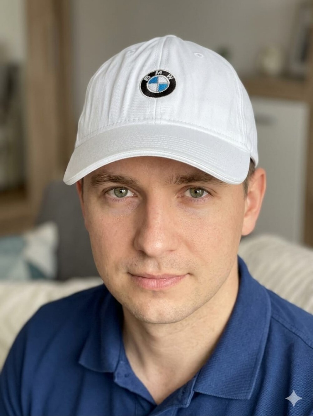 BMW White and Blue Embroidered Logo Baseball Cap